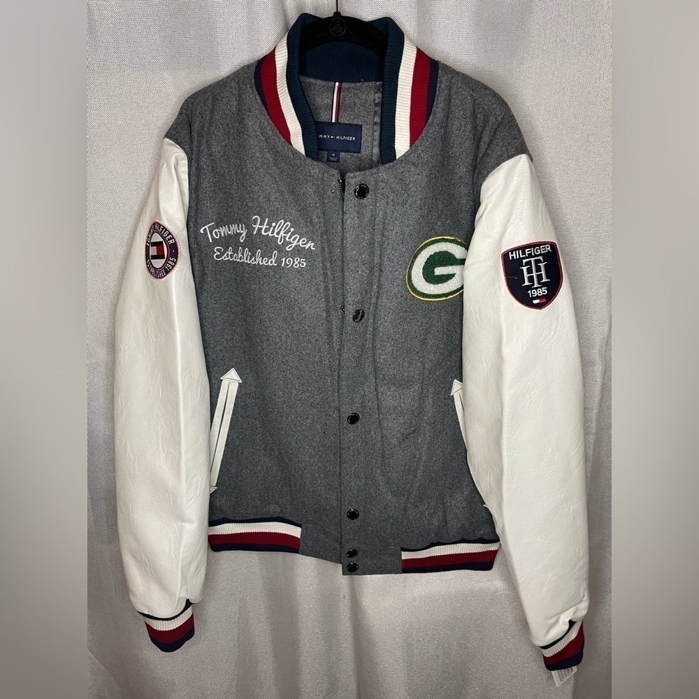 Men's Green Bay Packers Tommy Hilfiger Green Full-Zip Varsity Jacket Med - Picture 5 of 9